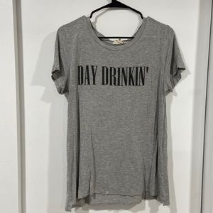 Gray “Day Drinkin” Tee. Size Medium.